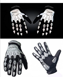 QEPAE Mountain Bike Gloves QEPAE Reflective Renden Cycling Gloves Sports Gel Gloves New, White, M