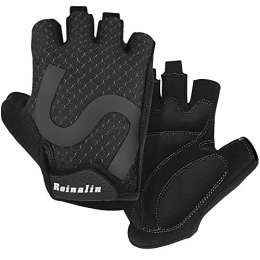 Reinalin Cycling Gloves Mountain Road Bike Gloves Half Finger Bicycle Gloves Shock-Absorbing Anti-Slip Breathable MTB Road Biking Gloves for Men/Women (L)