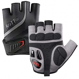 ROTTO Clothing ROTTO Cycling Gloves MTB Gloves Fingerless Bike Gloves for Men Women with Gel and SBR Padding (Black-Grey, M)