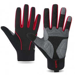 Santic Clothing Santic Cycling Gloves Windproof Bike Bicycle Motorcycle Gloves Gel Pads Touch Screen for Women and Men (Red, M)