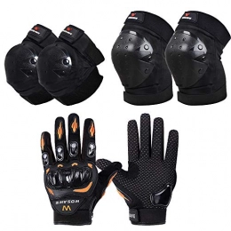 WAY-KE Mountain Bike Gloves WAY-KE Outdoor Sports Motocross Cycling Elbow Pads Kneepads Gloves Sets Roller Skating Mountain Bike Anti-Fall Protective Gear, Orange, M