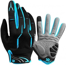 XINGDONG Cycling Gloves Mountain Bike Gloves Electric Bike Long Finger Gloves Touch Screen Shock Absorption Men And Women Cycling Equipment durable (Color : Blue, Size : Medium)