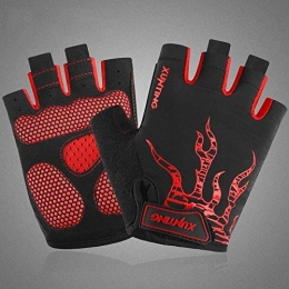 XIUYU Mountain Bike Gloves XIUYU Half Finger Ridding Mitten Non-slip Damping Mountain Highway Bicycle Gloves Gloves Sponge Palm Pad Non-slip Breathable Outdoor Riding Gloves Gym Mountain Bi (Color : Red, Size : XXLarge)