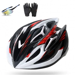 HVW Mountain Bike Helmet Adult Bike Helmet, Bicycle Helmet Lightweight Mountain Road Cycling Helmet with Gloves And Goggles MTB Helmet Adjustable for Women And Men 57-62Cm, C
