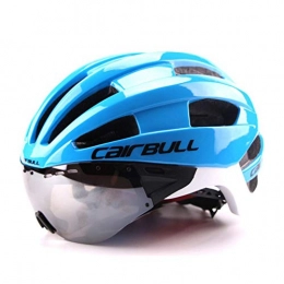 SXF-YU Clothing Adult Women Men Cycle Bike Helmet with Detachable Magnetic Goggles Visor Shield Helmets Cycling Mountain and Road Bicycle Helmets, blue and white- M(54~58CM)