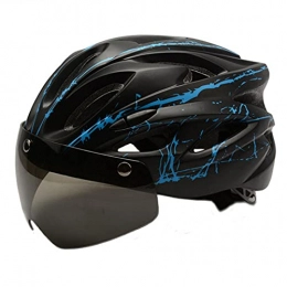 AFSDF Mountain Bike Helmet AFSDF Bike Helmet with USB Rechargeable Goggles Visor Breathable MTB Mountain Bicycle Helmet for Unisex Men Women Adjustable Cycle Helmets, Blue