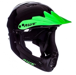 AWE Mountain Bike Helmet AWE® Junior Age 16+ / Adult CE EN1078 BMX Full Face Helmet Black Green Medium 56-58cm FREE 5 YEAR CRASH REPLACEMENT*