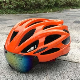 LPLHJD Helmet Clothing Bicycle Helmet Cycling Bluetooth Road Helmet Car Mountain Bike Bicycle Integrated Built-in Smart Bluetooth Magnetic Goggles Road Men and Women Breathable Safety Helmet LPLHJD (Color : Orange)