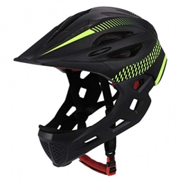 FSGD Clothing Bicycle Helmet, Full Face Detachable Bike Helmet Mountain Road Bicycle Helmet Children Riding Helmet for Kids Protection Gear, Black + Green