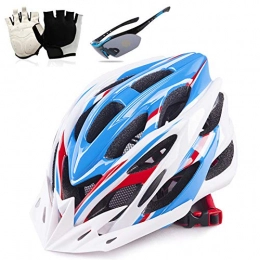 HVW Mountain Bike Helmet Bike Helmet, Cycle Bicycle Cycling Helmet with Gloves And Goggles Mens Adults Mountain All Road Bike Electric Scooter Accessories MTB Racing Helmet 58-63Cm, B