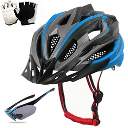 HVW Clothing Bike Helmet, Cycle Helmet Mens Goggle Glove Adults In-Mold All-Terrain Ultralight Mountain Road Bike MTB Racing Cycling Helmet for Unisex 22-24 In, A