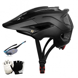 HVW Mountain Bike Helmet Bike Helmet for Men Women, Adults Bicycle Helmet with Gloves Goggles And Sun Visor Lightweight Breathable MTB Mountain Road Cycle Helmet 22-24 In, C
