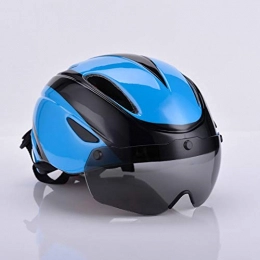 Bradoner  Bradoner Flip-Up Helmets Magnetic Goggles Helmet Integrated Bicycle Helmet Mountain Bike Riding Helmet Men And Women Breathable Helmet (Color : Blue)