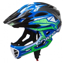 Cratoni Mountain Bike Helmet C-Maniac Pro Downhill Full Face Helmet Chin Bar Mountain Bike Helmet, Black-Blue-Green, L-XL (58-61 cm)