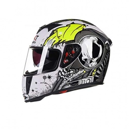CASQUE FAFY Full Face Mountain Bike Helmet Anti-fog Double Mirror Helmet Impact Resistant Scratch Resistant Anti-Dust ABS Adults Unisex,White(green)-M