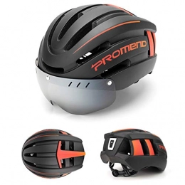 CBPE Mountain Bike Helmet CBPE Bike Helmet for Men / Women, Adult Bicycle Helmet with USB Charging Light&Detachable Magnetic Goggles Visor, Mountain / Road UV Protective Cycling Helmet, 22.4~24.4 Inches, Orange