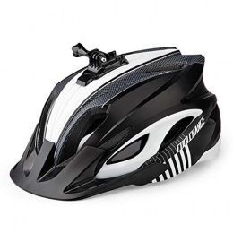 CHENSTAR Mountain Bike Helmet for Men Women, Camera Mountable Bicycle Helmet with Light and Detachable Visor, MTB Mountain Road Cycle Helmet