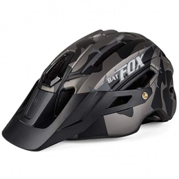 TTZY Clothing Cool Mountain Bicycle Helmet Camouflage Helmet Mtb Road Bike Riding Helmet Big Brim Hat With Tail Light Bat Fox Safety Helmet, Black Ti Gray