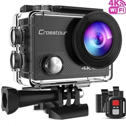 Crosstour 4K 16MP Sport Action Camera Ultra HD Camcorder WiFi Waterproof Camera 170 Degree Wide View Angle 2 Inch LCD Screen W/2.4G Remote Control/2 Rechargeable Batteries/20 Accessories Kits