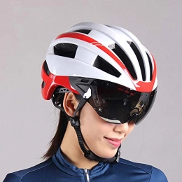 HVW Clothing Cycle Bike Helmet, Bicycle Helmet with Detachable Goggles Adjustable Safety Protection And Breathable Cycling Mountain Road Bike Helmets for Adult Women Men, White