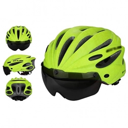 Cycling Helmet A Pair Of Lenses Integrated Mountain Bike Equipment Magnetic Goggles Riding Helmet Suitable for City, Road or Mountain Bike (Color : Green, Size : 62cm)