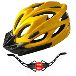 YZQ Mountain Bike Helmet Cycling Helmet, Integrated Molding Bicycle Helmet, Adult Riding Bike Helmet with Taillight Suitable for Outdoor Sport, Unisex, Yellow