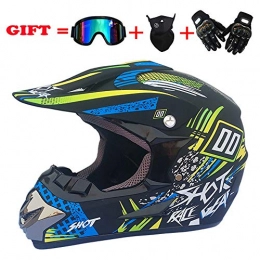 MTTK Mountain Bike Helmet Downhill helmet gifts goggles mask gloves BMX MX ATV bike race full face helmet for man and woman, B, M(56~57) CM