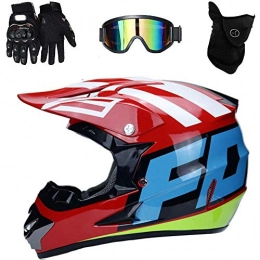 DYCLE Clothing DYCLE Motocross Helmet Man Woman Mountain Bicycle Helmet 4 Pieces Helmet + Gloves + Glasses + Mask, Colour7-XL58-59cm