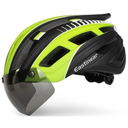 EASTINEAR Clothing EASTINEAR Bike Helmet Adults Mountain Road Cycling Helmet with LED Lights and Magnetic Goggles Men Ladies Helmet Cycle In-Mold (BlackYellow)