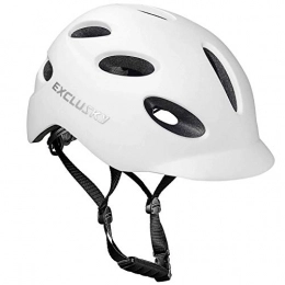 Exclusky Mountain Bike Helmet Exclusky Adult Bike Scooter Helmet with Rechargeable USB Safety Light for Urban Commuter CE Certified (white)