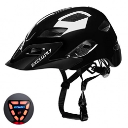 Exclusky Mountain Bike Helmet Exclusky CE Certified Adjustable Lightweight Adult Cycling Bike Helmet with USB Rear Light for Urban Commuter Women / Men 22.05-24.01 Inches (black)