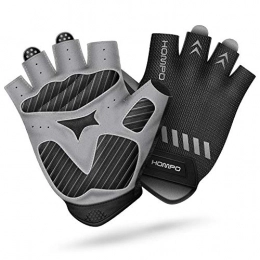 Fingerless Cycling Gloves - HOMPO Half Finger Bike Gloves With 5mm Full Palm Shock-absorbing Pad Breathable Strong Bicycle Gloves Anti-slip For Mountain, Road Biking Gloves Men Women Children (Black)