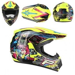 ZYLH Clothing Fishing motorcycle helmets, cross-country children's helmets, general mountain bike helmets, youth and children's cross-country skating helmets, combined masks, safety glasses (L(57-58 cm))