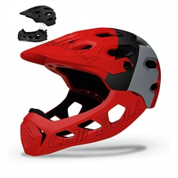 HUIGE Mountain Bike Helmet Full Face Bicycle Helmet, Detachable Ultralight Mountain Bike Cycling Helmet Men Women Sports Safety Cap for BMX MTB Mountain Road Bike, M / L (56-62Cm), Red