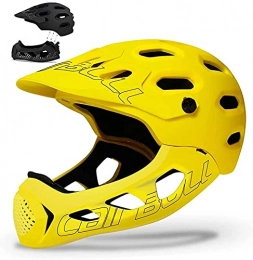 SCDJK Clothing Full Face Bicycle Helmet, Detachable Ultralight Mountain Bike Cycling Helmet Men Women Sports Safety Cap For BMX MTB Mountain Road Bike, M / L (56-62Cm), Yellow(Color:Yellow)