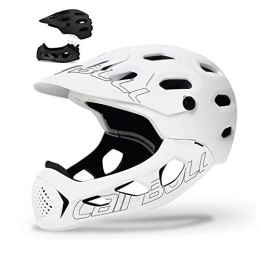 HUIGE Clothing Full Face Bicycle Helmet, Detachable Ultralight Mountain Bike Cycling Helmet Men Women Sports Safety Cap for BMX MTB Mountain Road Bike, M / L (58-62Cm), White
