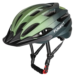 FUNWICT Mountain Bike Helmet FUNWICT Mtb Mountain & Road Bike Helmet for Adult Men Women, Lightweight Cycle Helmet with Detachable Sun Visor, Adjustable Bicycle Helmet for Cycling (L: 22.4-24 inches, Dark Green)