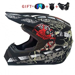 GMSM Clothing GMSM Bicycle Helmet BMX Mountain Road Bicycle MTB Helmets Detachable Full Face Motocross Helmet Off Road Downhill Dirt Bike ATV Motorbike Helmet (Gloves, Goggles, Masks, Set of 4), L
