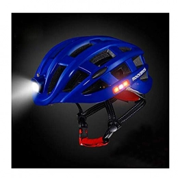 No logo Mountain Bike Helmet GUYUEXUAN Cycling Helmet Headlights, Charging Insect Net Mountain Road Bike Helmet, Men And Women Riding Equipment, Multi-color Optional (color : Blue)