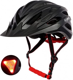 H.yeed Mountain Bike Helmet H.yeed Bike Helmet with Detachable Sun Visor, Bicycle Helmet with Light, Allround Cycling Helmets for Adults Men and Women, Breathable Lightweight and Adjustable Size for Head Size 57-61cm