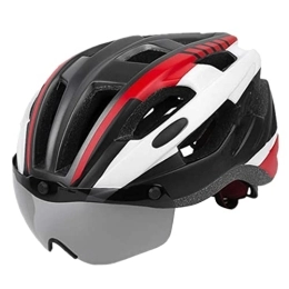Harilla Bike Helmet High-density Riding Cycling Helmet Detachable Goggles Visor, Red, One Size
