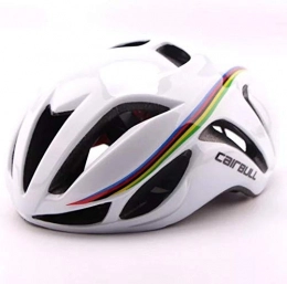 Heemtle Clothing Heemtle Ultralight Bike Helmet EPS+PC Cover MTB Road Bicycle Helmet Integrally Mold White+Multicolored stripes（adjustable：56cm-62cm）
