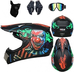 SAFT Mountain Bike Helmet Helmet Motocross Child D. O. T Standard - Adult Cross Headset with Gloves / Glasses / Mask / Descent Cross Country MTB Teen (Size : XL)