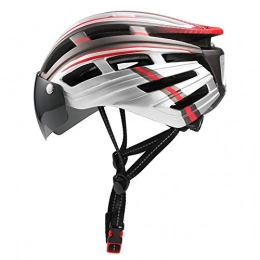 Yuan Ou Mountain Bike Helmet Helmet Yuan Ou Ultralight Cycling Helmet With Removable Visor Goggles Bike Taillight Intergrally-molded Mountain Road MTB Bike Helmets Silver and Red