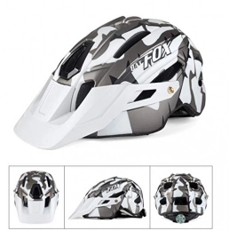 HNZS Clothing HNZS MTB Bicycle Helmet Camouflage Helmet Mountain Road Bike Riding Helmet With Tail Light-white black Ti gray