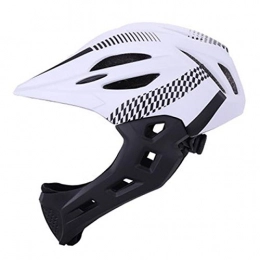 IAMZHL Mountain Bike Helmet IAMZHL Unisex Balance Detachable Cycling Helmet With Rear Light Outdoor MTB Mountain Bike Bicycle Helmet Protective Chin Cap-White Black