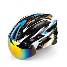 INBIKE Cycling Helmet Bicycle Helmet with Cycling Glasses Ultralight Integrally-molded Road MTB Helmet Magnetic Glasses Helmet (Yellow+White+Blue)