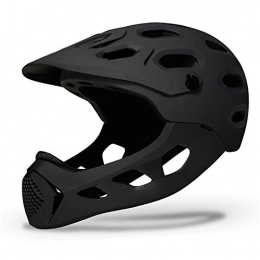 JHHXW Mountain Bike Helmet JHHXW Cycling Helmet, Removable Protective Chin Bar, Mountain Bike Full Face Extreme Sports Safety Helmet, M / L (56-62cm) (Color : Black)