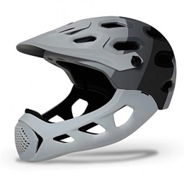 JHHXW Clothing JHHXW Cycling Helmet, Removable Protective Chin Bar, Mountain Bike Full Face Extreme Sports Safety Helmet, M / L (56-62cm) (Color : Gray)