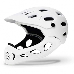 JHHXW Mountain Bike Helmet JHHXW Cycling Helmet, Removable Protective Chin Bar, Mountain Bike Full Face Extreme Sports Safety Helmet, M / L (56-62cm) (Color : White)
